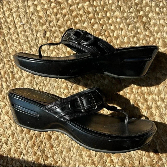 Cole Haan x Nike Air Beatrix Black Thong Slip-On Platform Sandal / Women’s Sz 10 - Picture 1 of 10